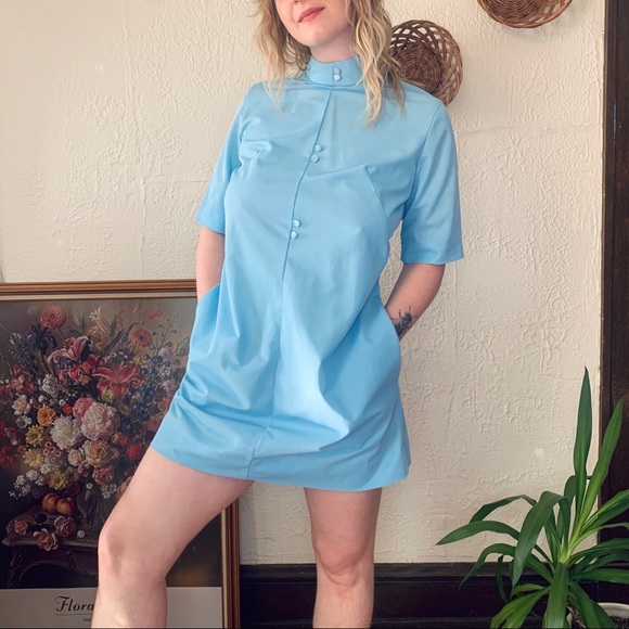 60s Short Sleeve Sheath Mini Dress - Picture 1 of 4